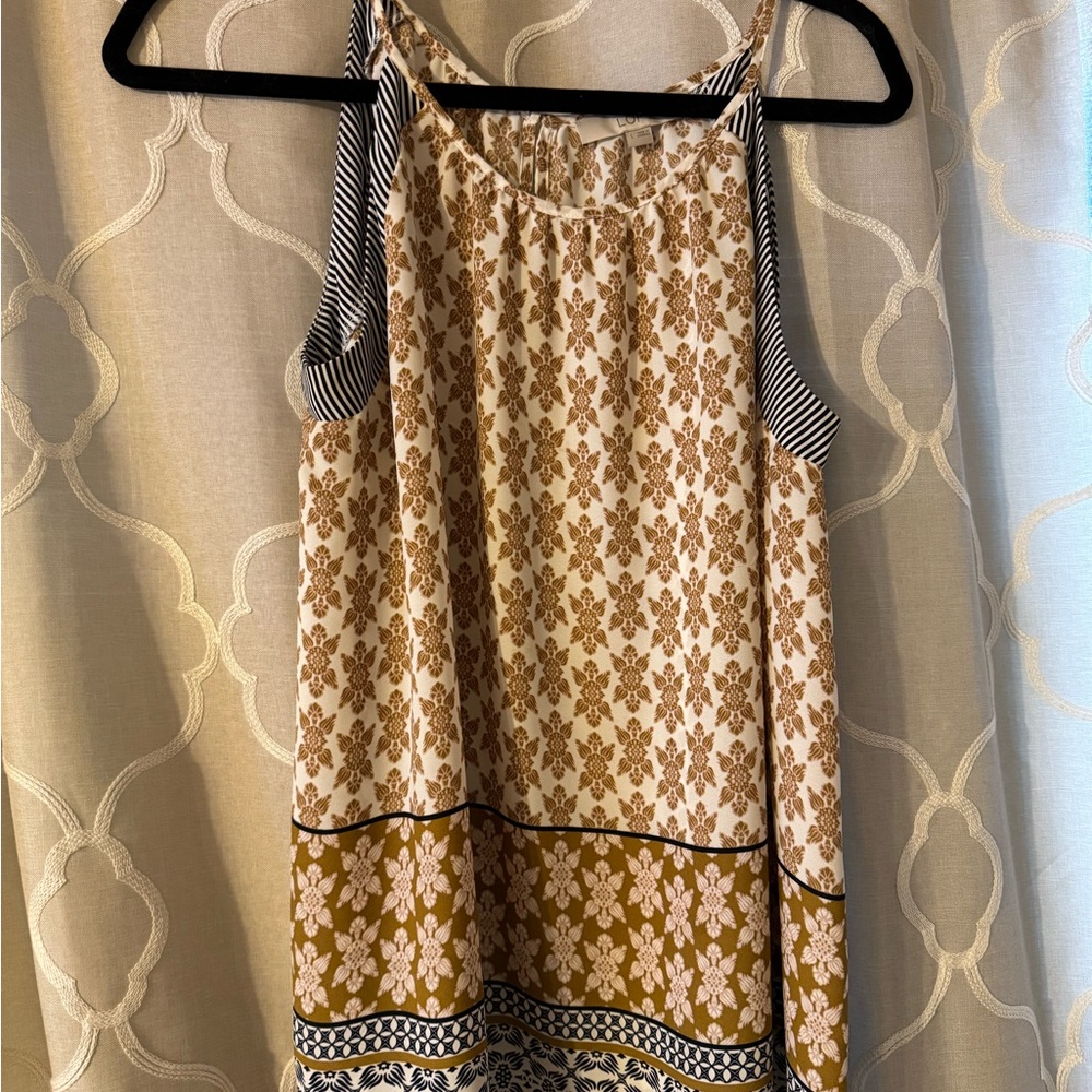 LOFT Brown and Cream Tank Top with Elegant Design